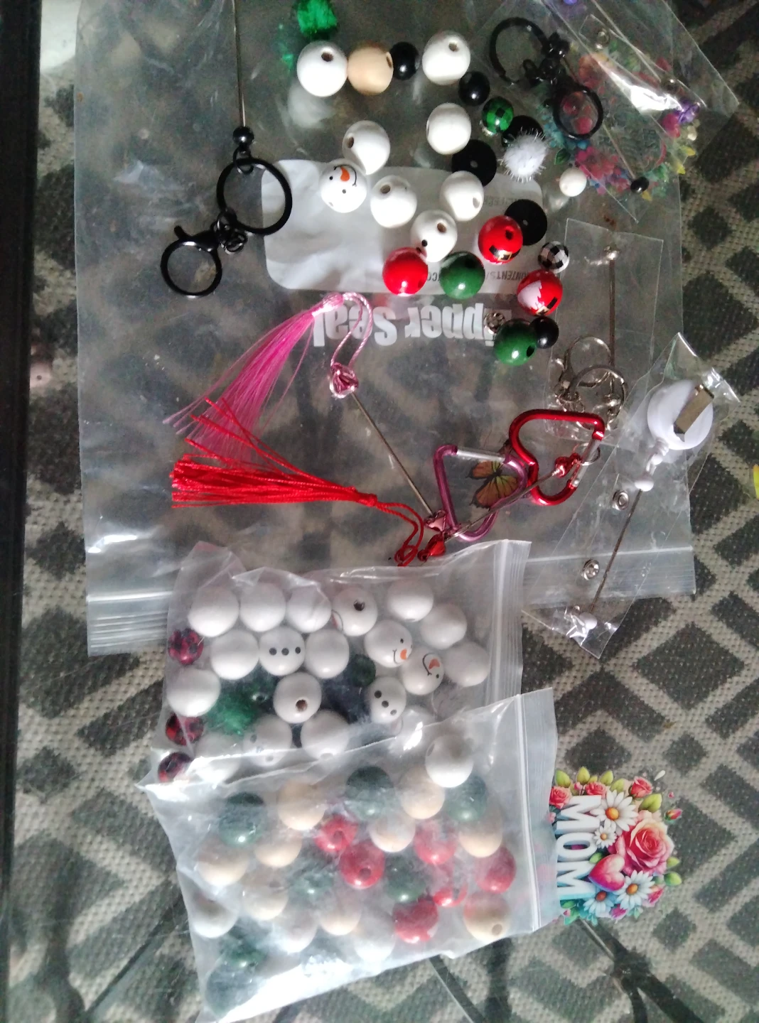 Assorted Craft Beads and Keychain Charms