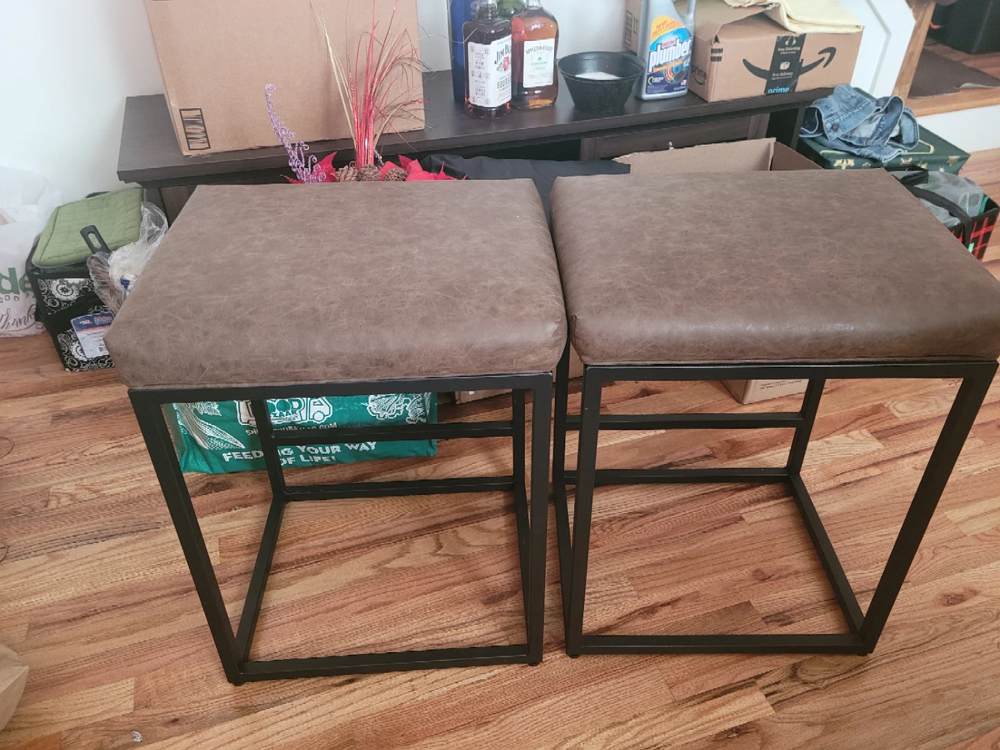 Set of Two Faux Leather Stools - photo 2