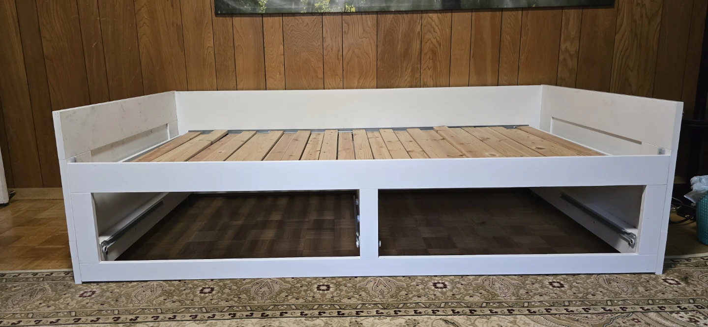 IKEA white daybed with two storage drawers