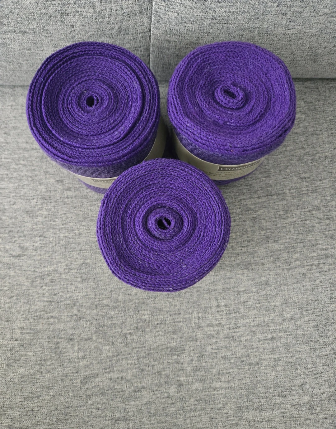 Purple Wired Burlap Ribbon × 3 🏈 - photo 3