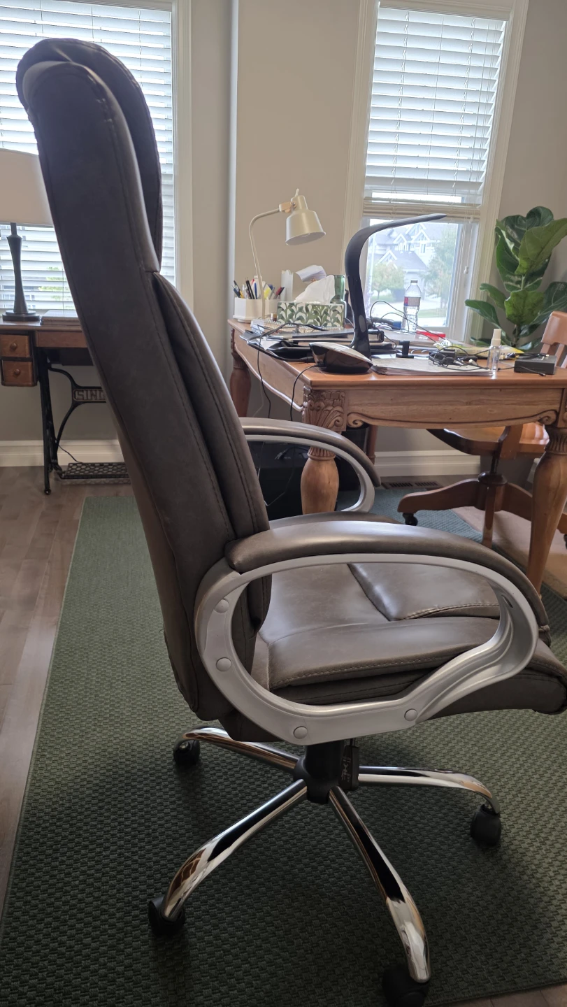 Grey Faux Leather Office Chair - photo 5
