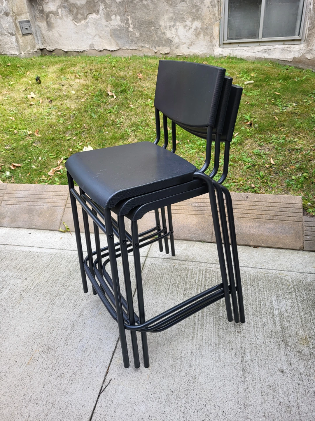 Set of 3 Black Stackable Chairs