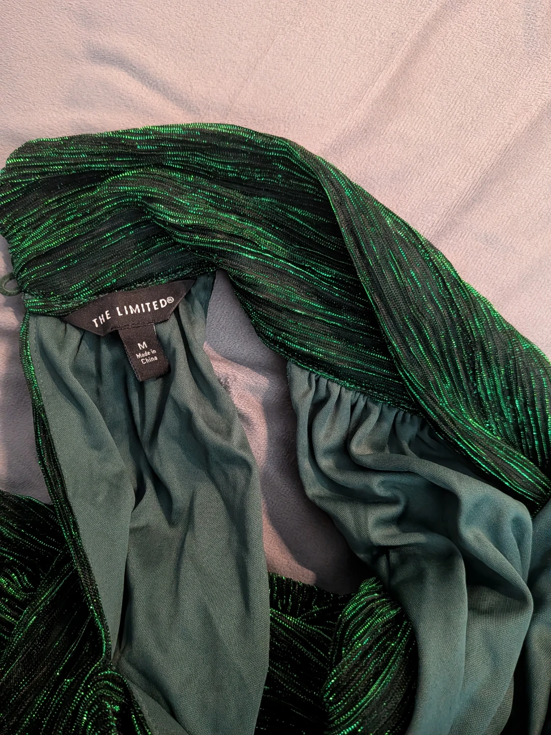 The Limited Green Metallic Pleated Halter Top - photo 3