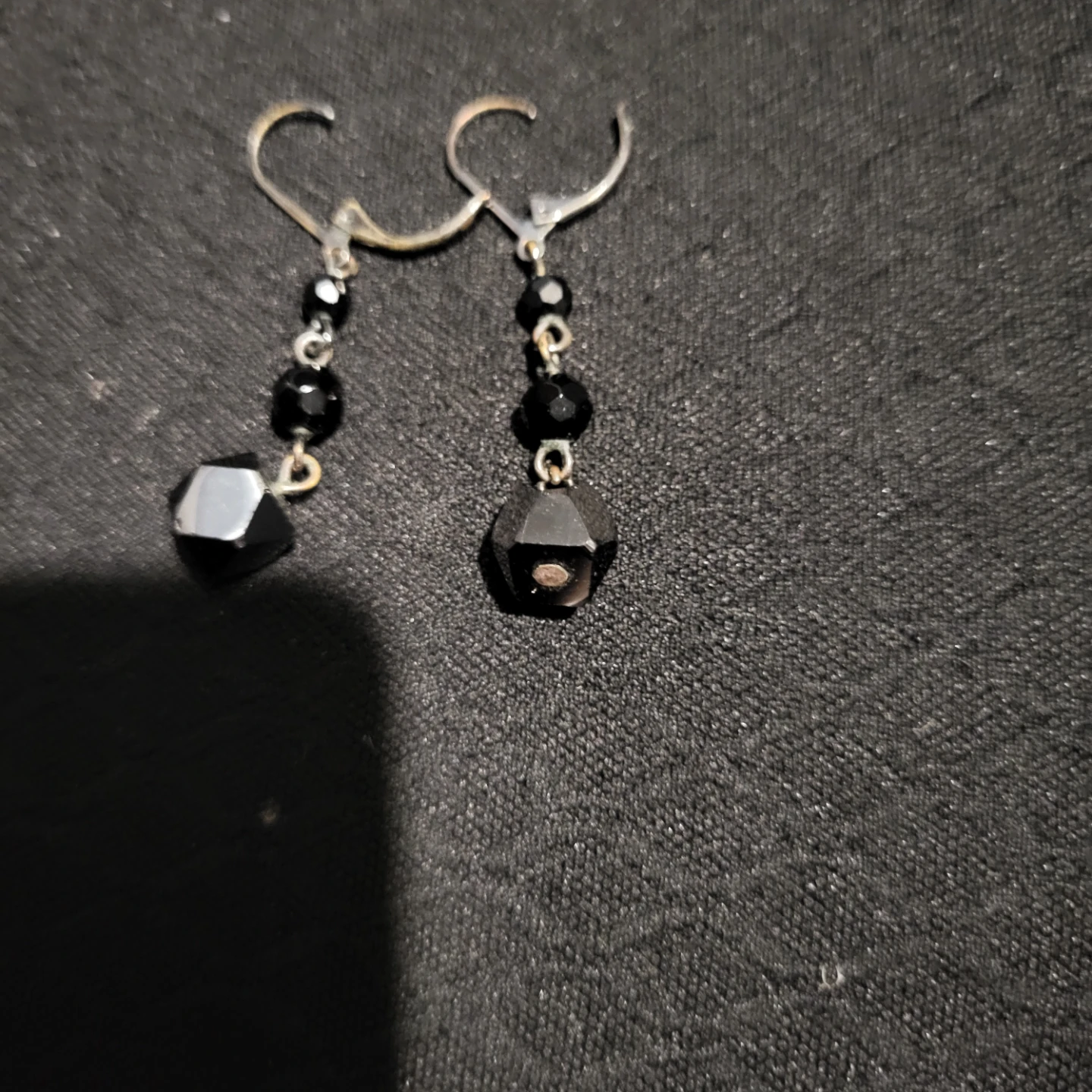Black Beaded Dangle Earrings - photo 2