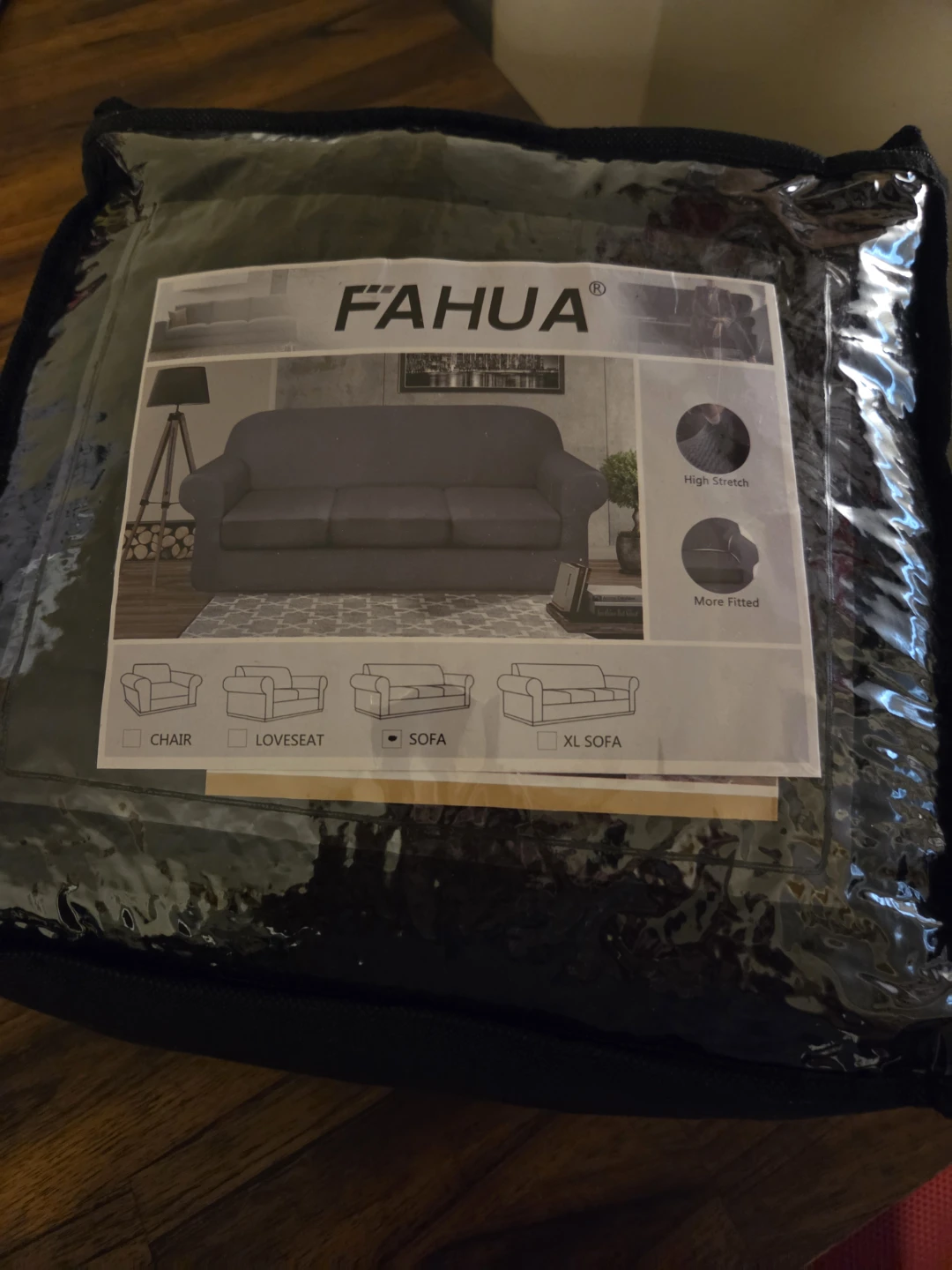 4-Piece Sofa Cover, Large, Black