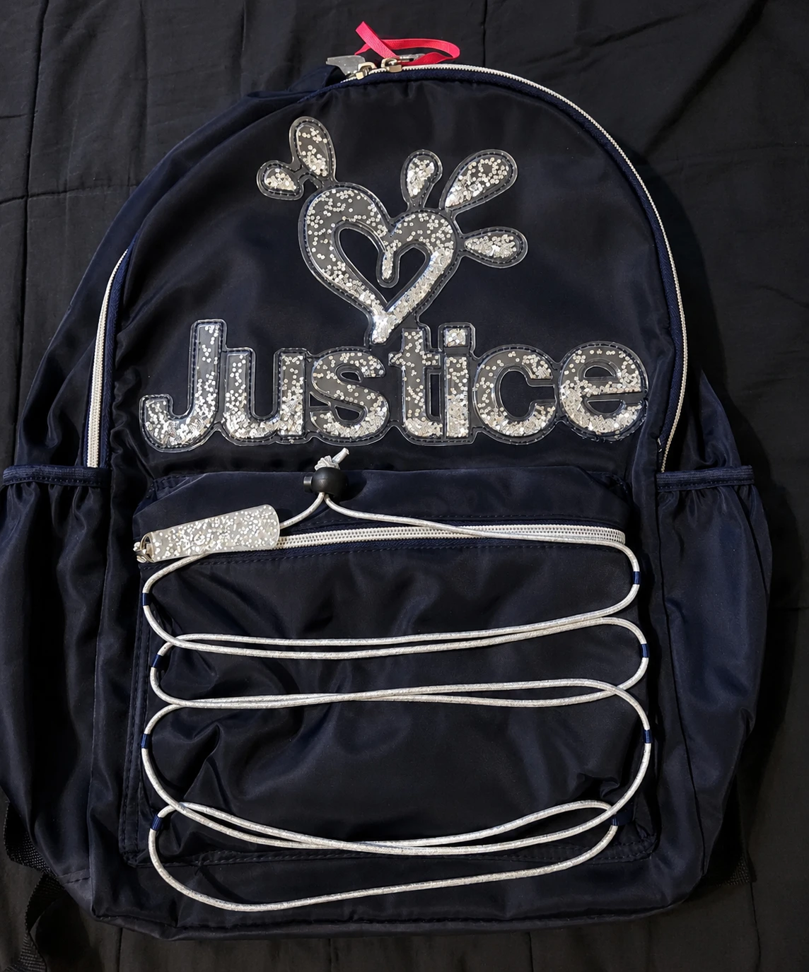 Justice Backpack Navy Blue Sparkle Heart
