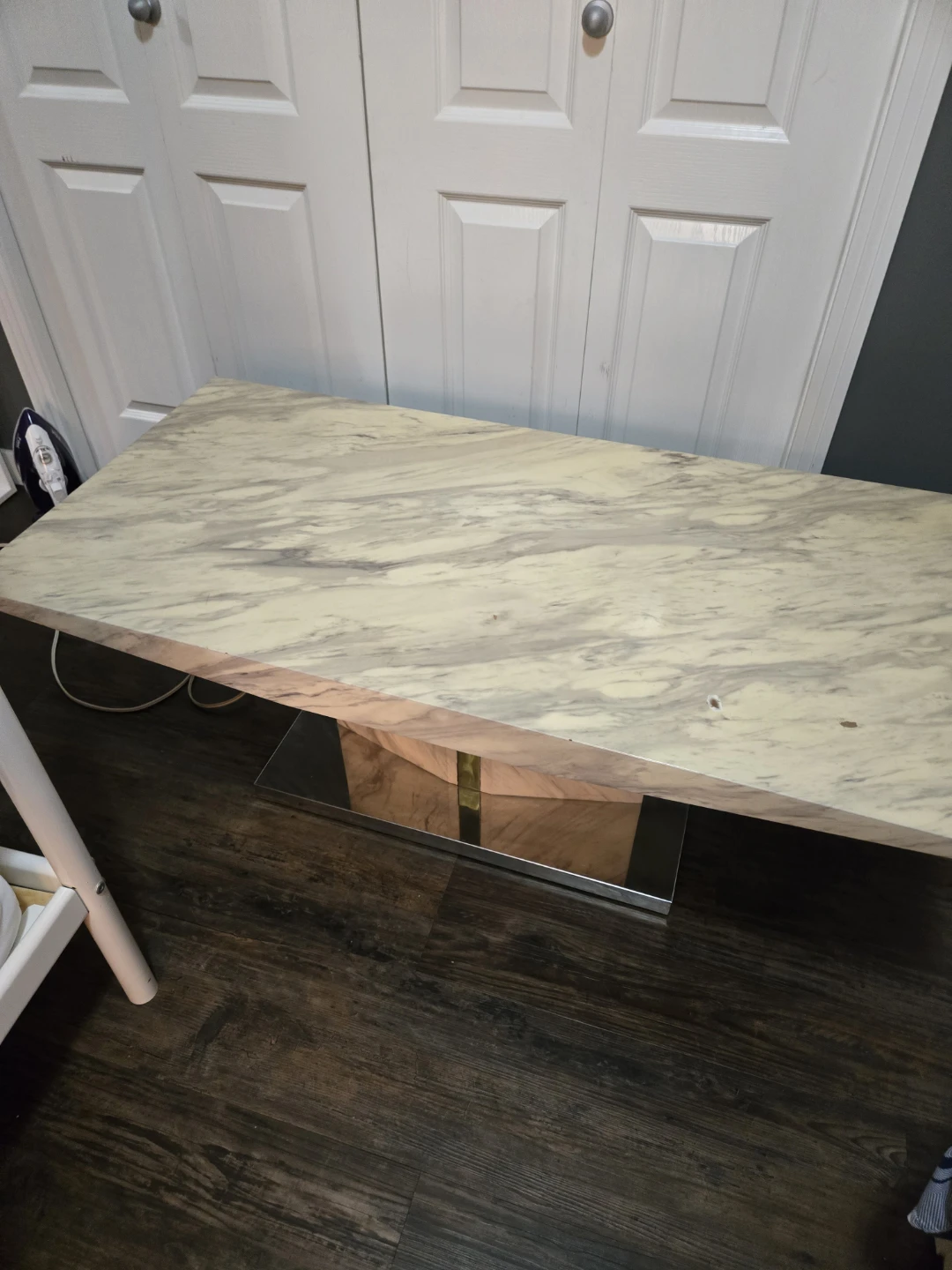 Faux Marble Coffee Table with Chrome Base