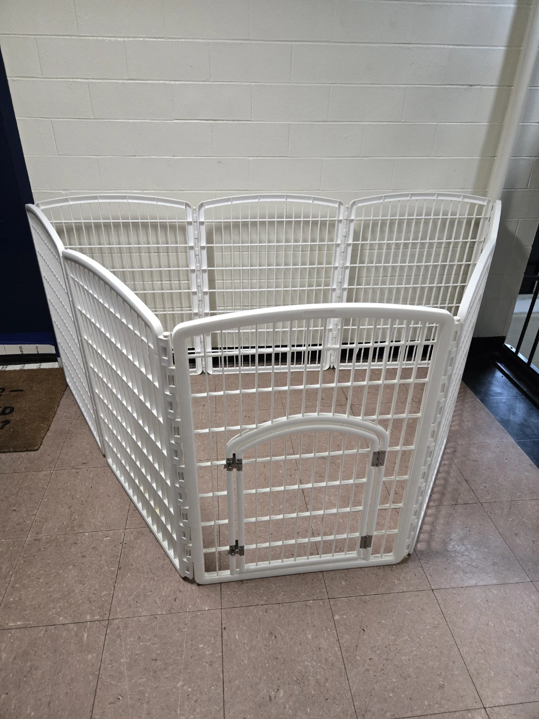White 8-Panel Plastic Pet Playpen Enclosure with Gate - photo 3