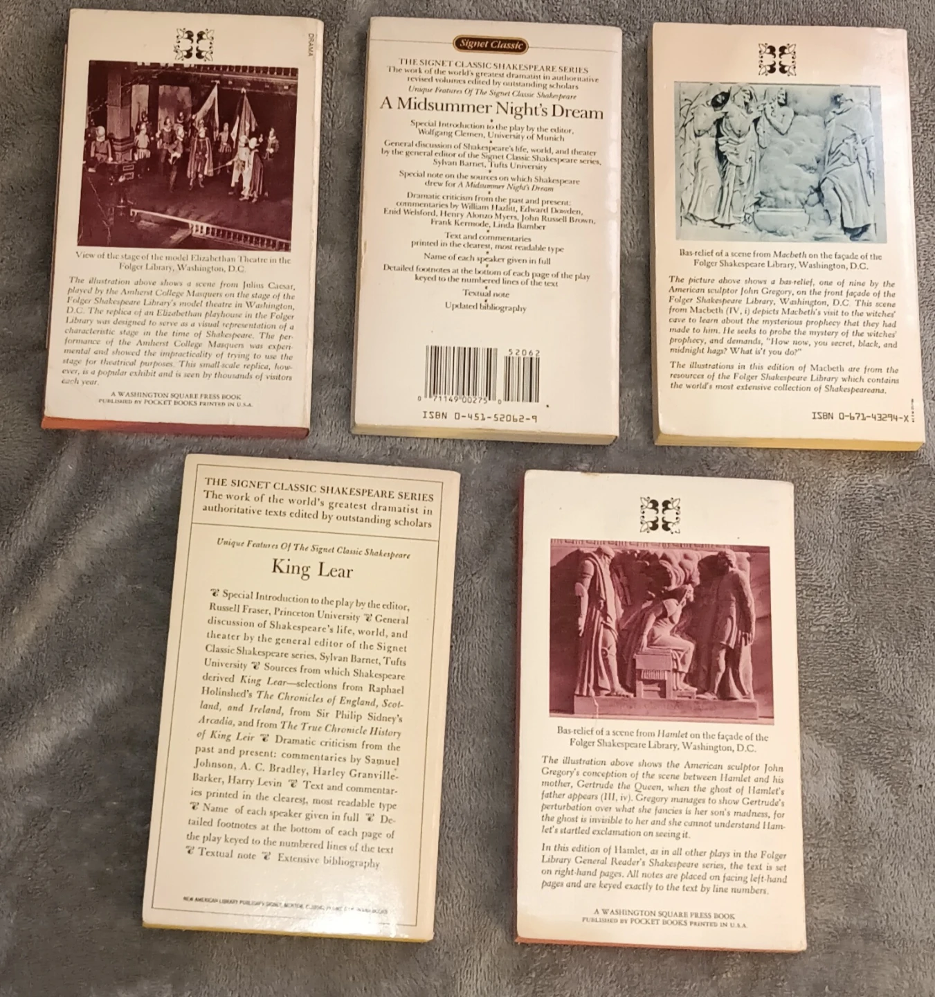 Vintage 5-Book Shakespeare Lot - Folger Library Signet Classics - photo 2