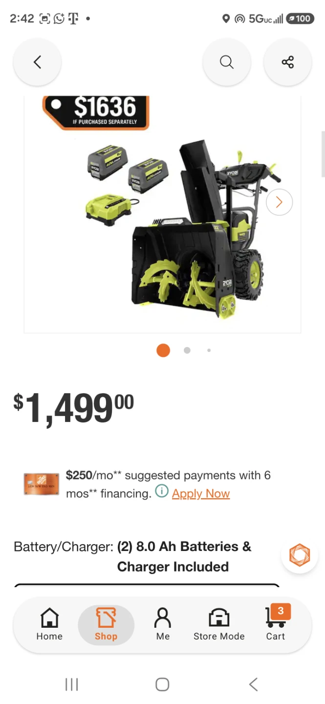 New Ryobi 40V HP Brushless 22" Snow Blower Kit - photo 2