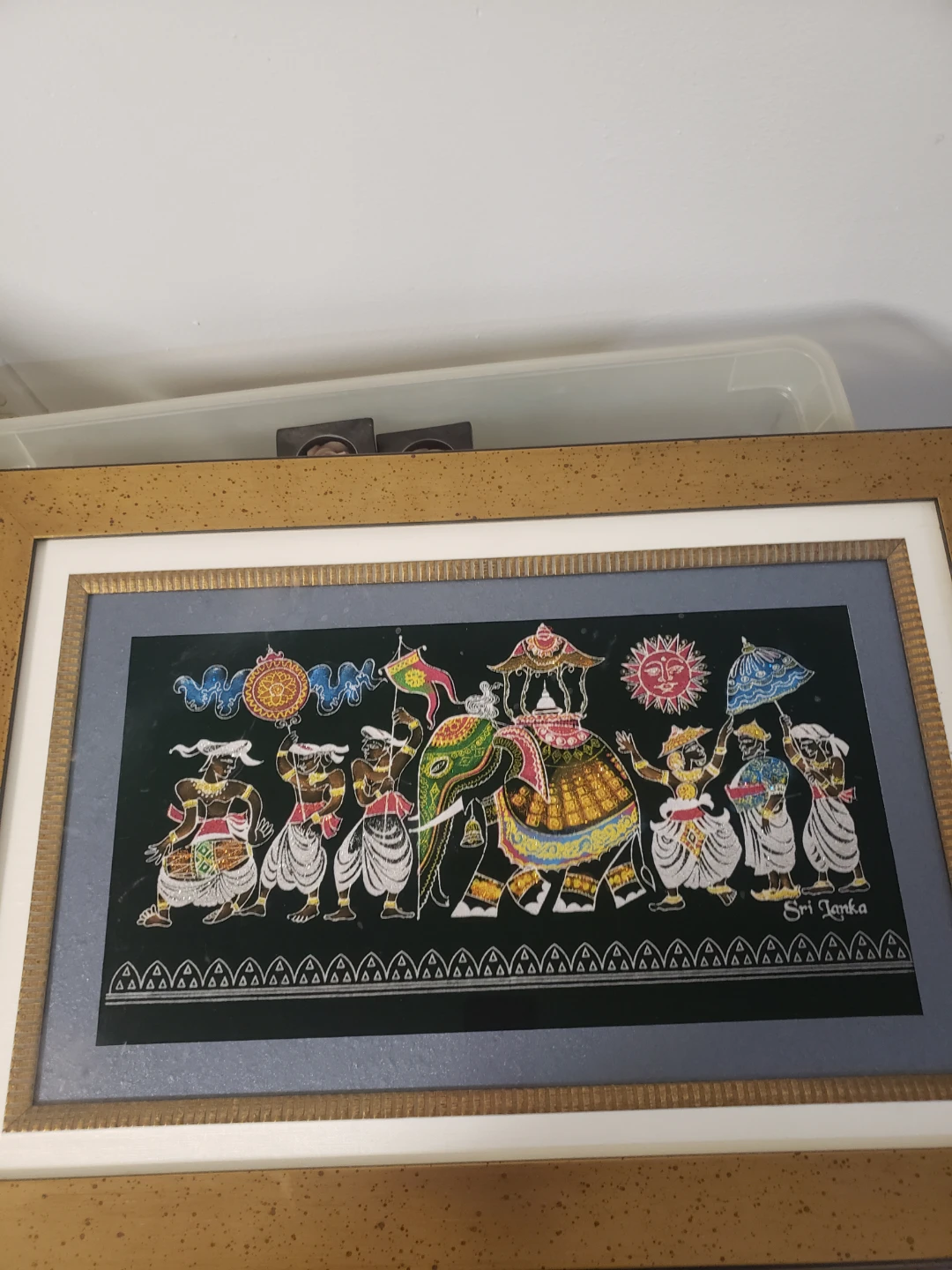 Framed Sri Lankan Velvet Painting – Kandy Perahera Festival