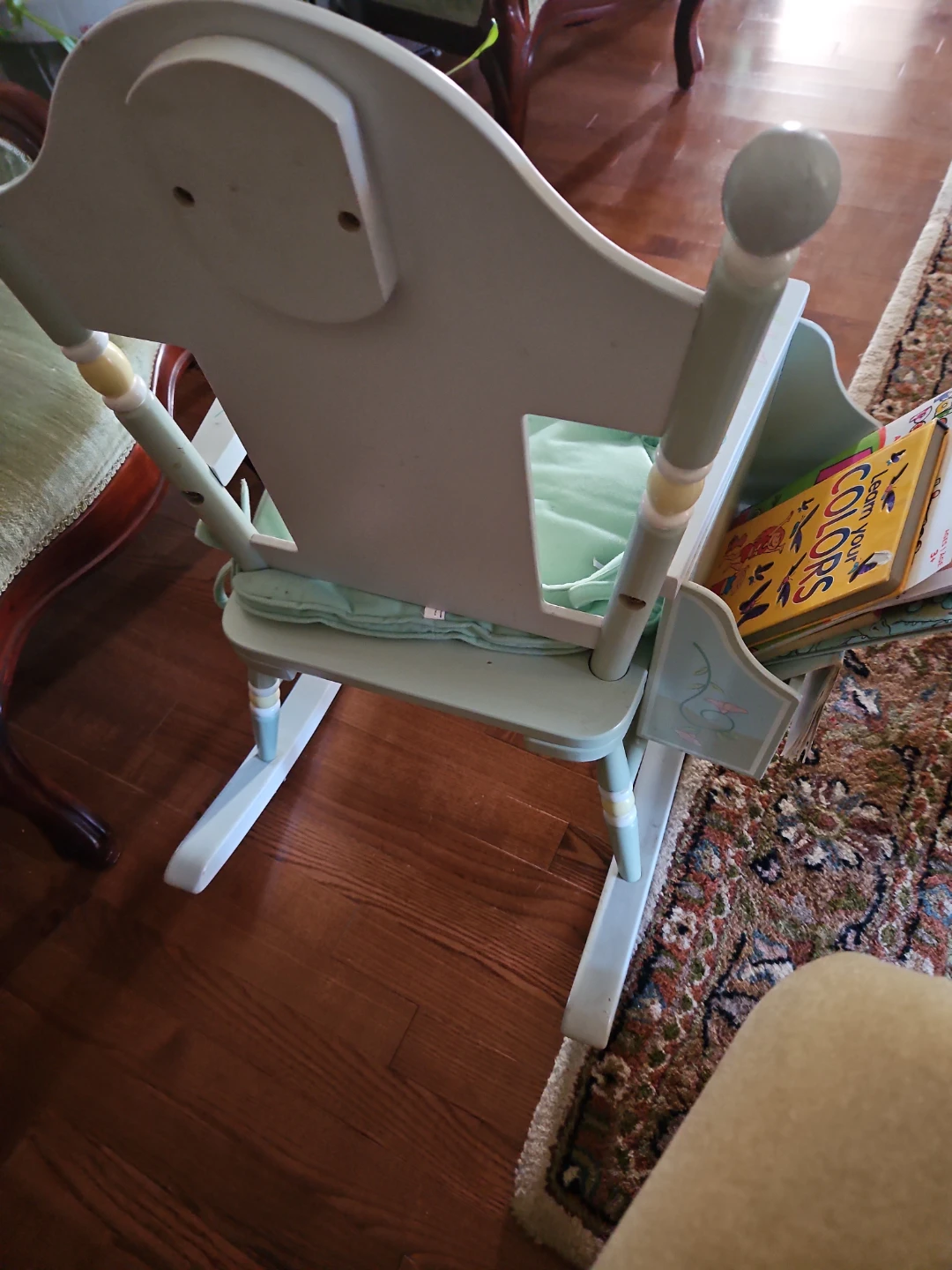 Children's wooden rocking chair with book storage - photo 3