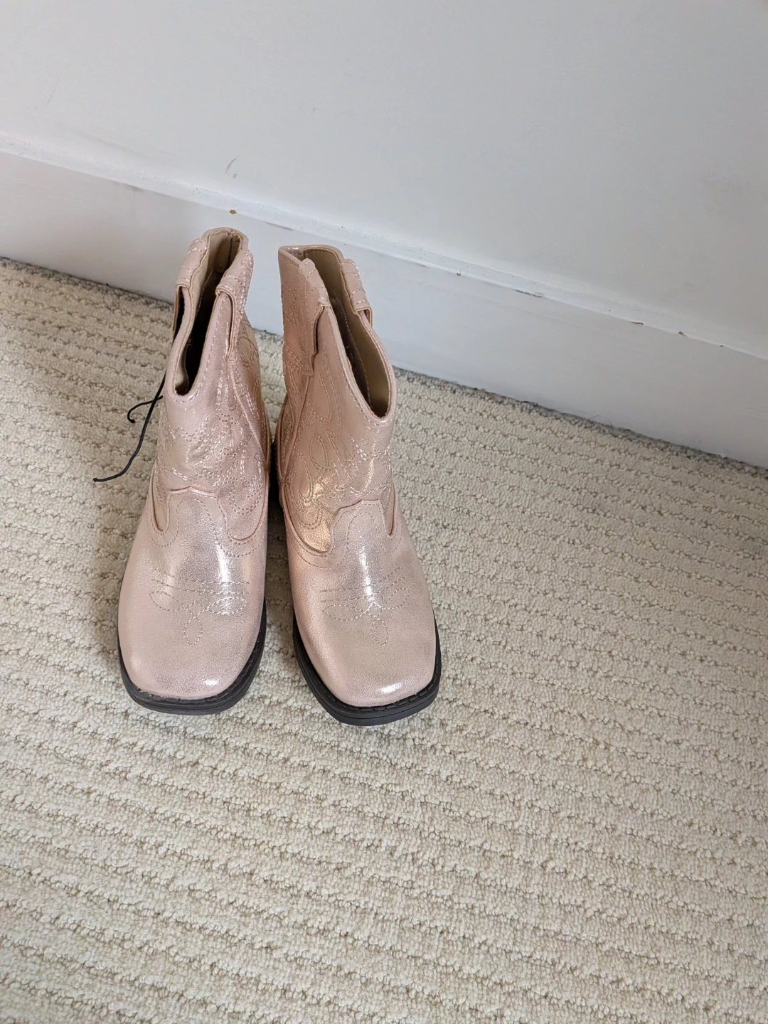 Wonder Nation Metallic Rose Gold Cowboy Boots(size 9)