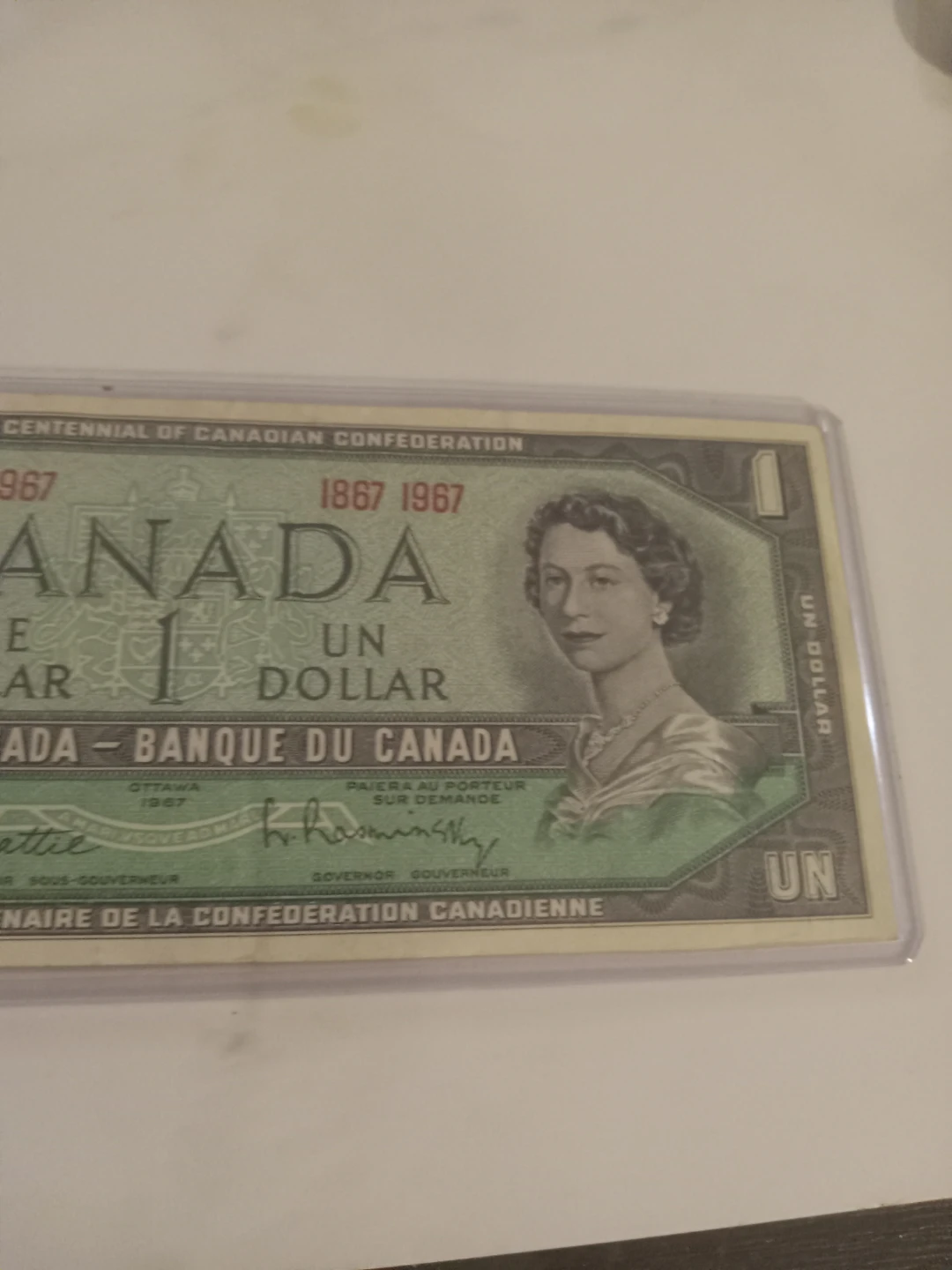 1967 Canadian Centennial One Dollar Banknote - photo 2