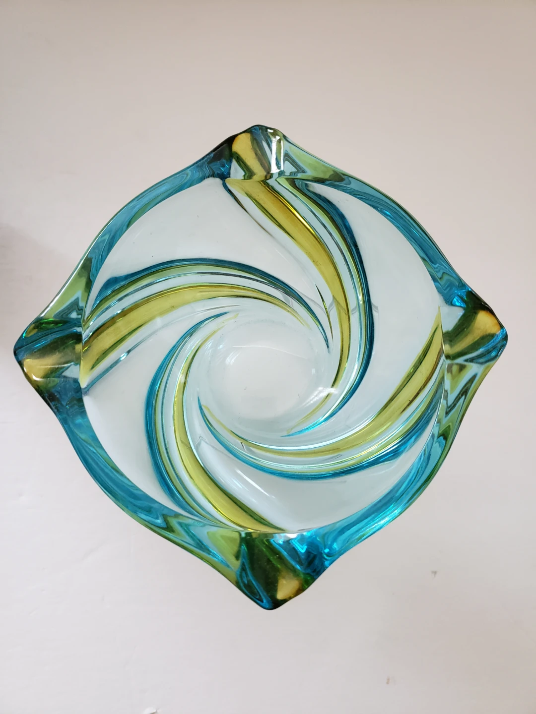 Vintage Mid-Century Modern Blue and Green Glass Ashtray - photo 2
