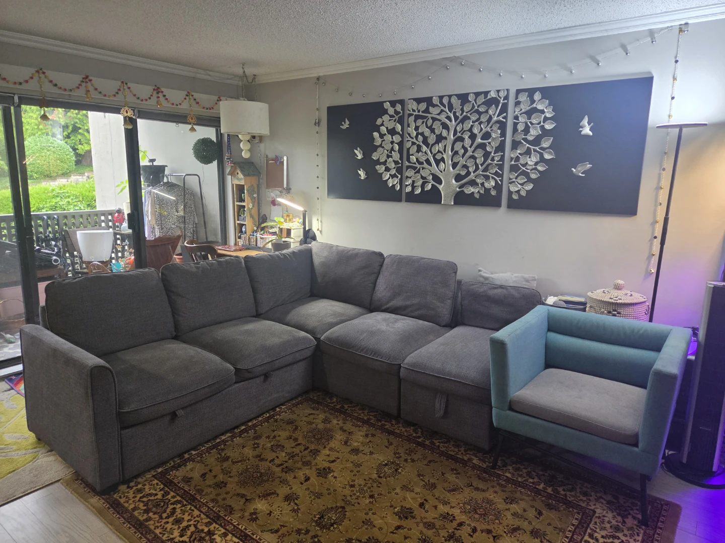 Dark Grey Sectional Sofa with Storage - photo 5