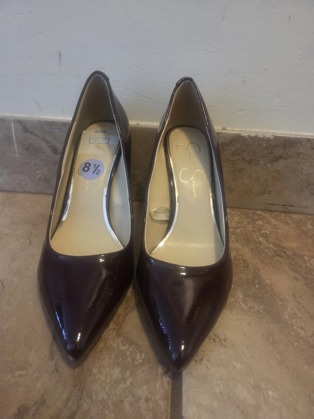 Jessica Simpson Burgundy Patent Heels - photo 2