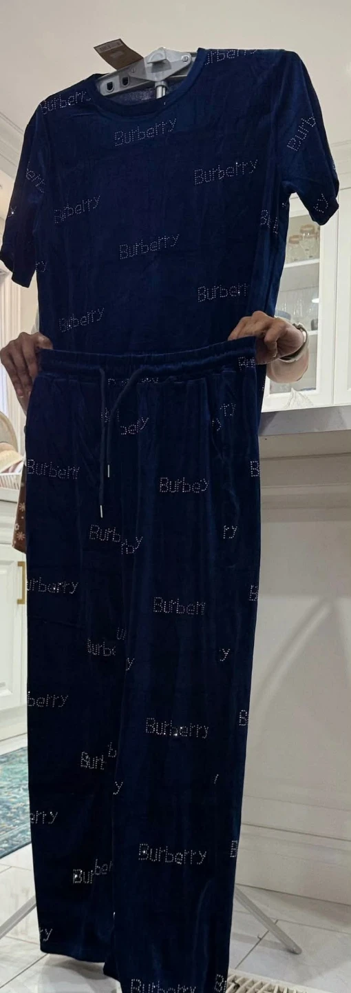 Burberry Velour Rhinestone Lounge Set