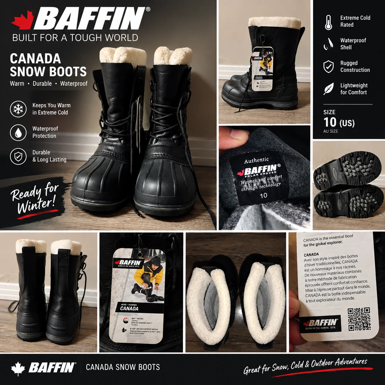 BAFFIN Canada Winter Boots – Men’s Size 10 – Brand New