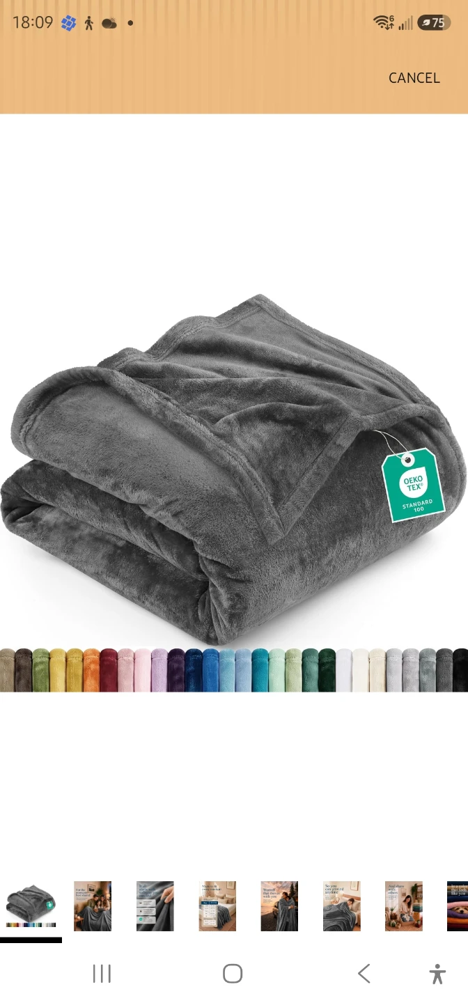 Soft Grey Plush Fleece Blanket in Queen Size
