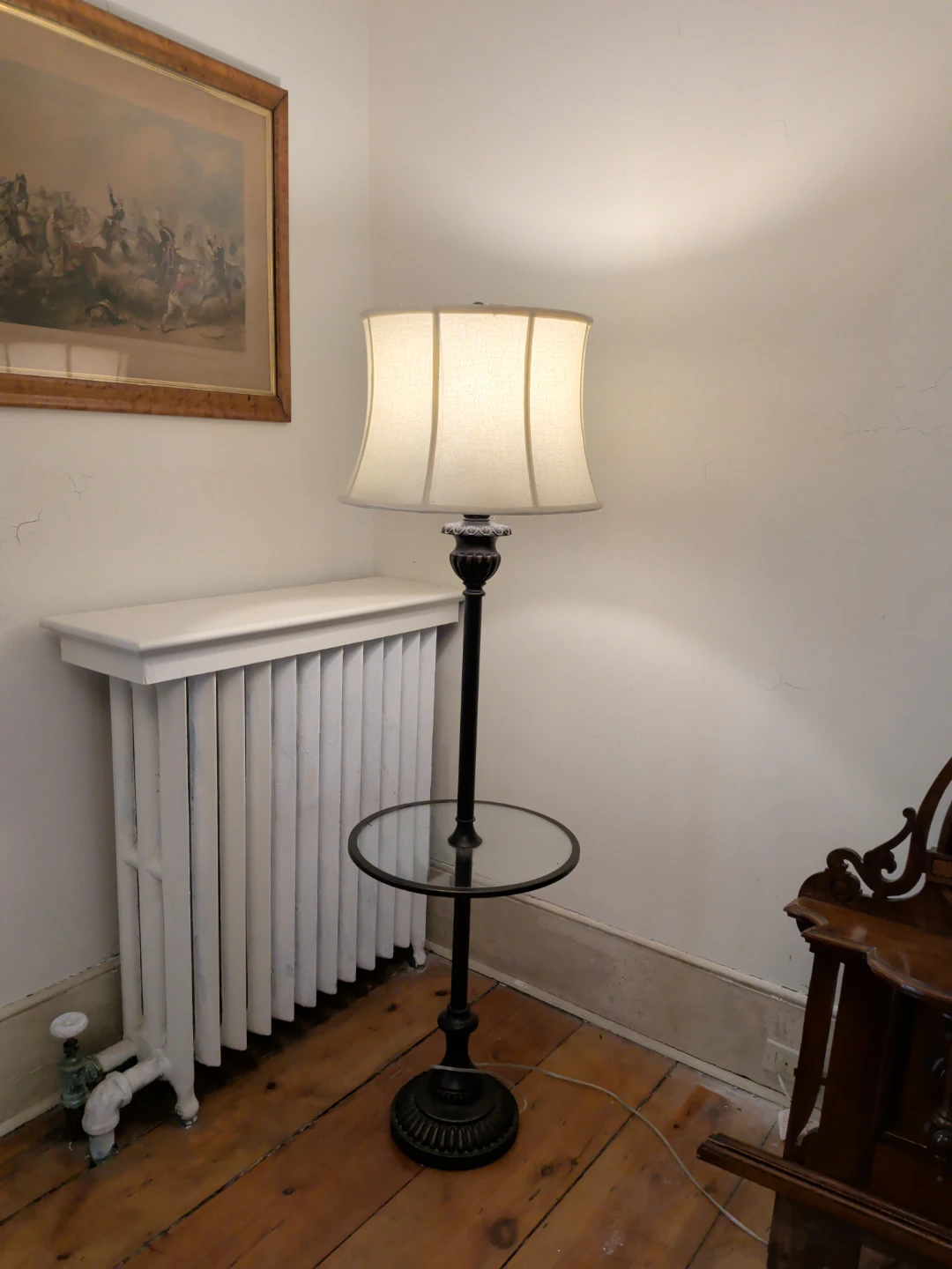 Hampton Bay Bronze Traditional Floor Lamp with Glass Tray Table