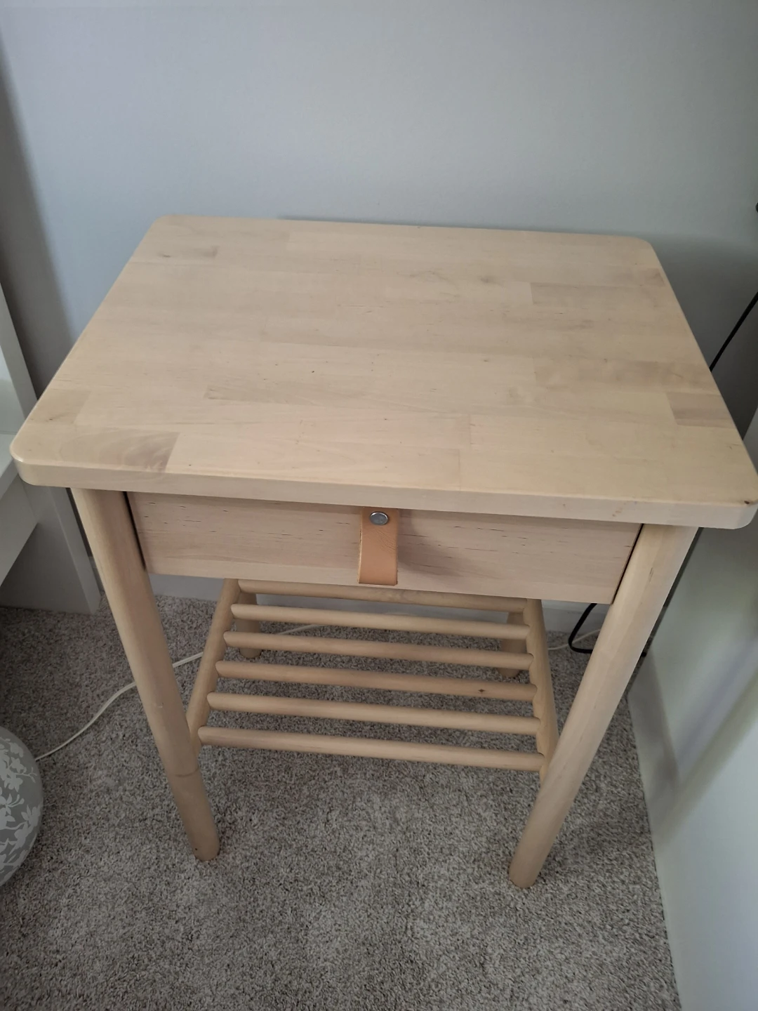 IKEA Wooden Nightstand with Drawer and Shelf - photo 2