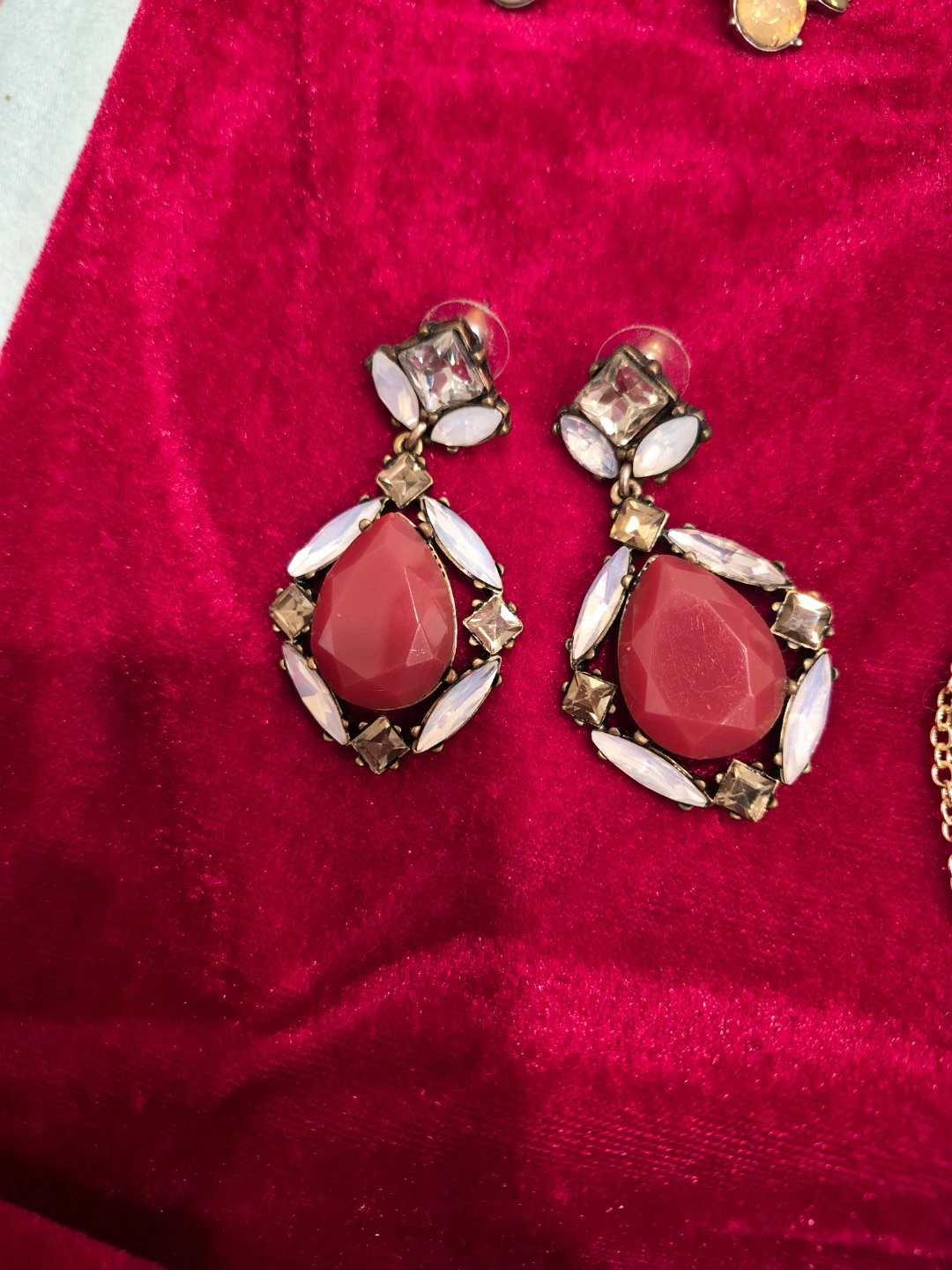 Red Teardrop Statement Earrings