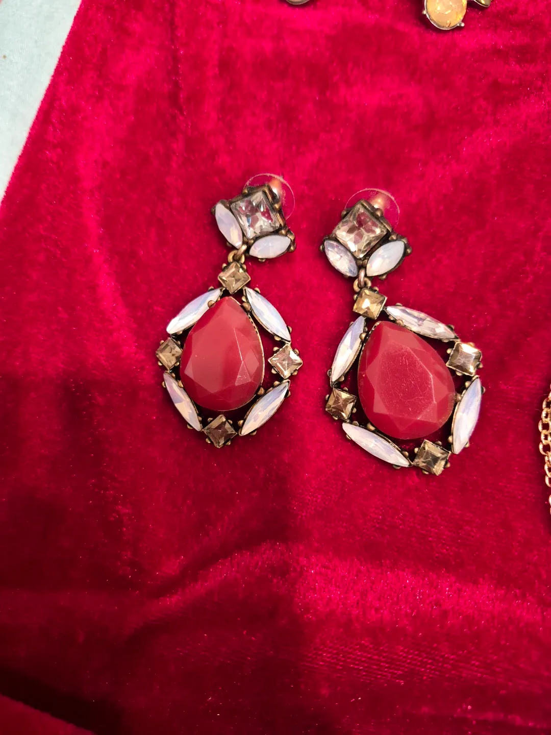 Red Teardrop Statement Earrings