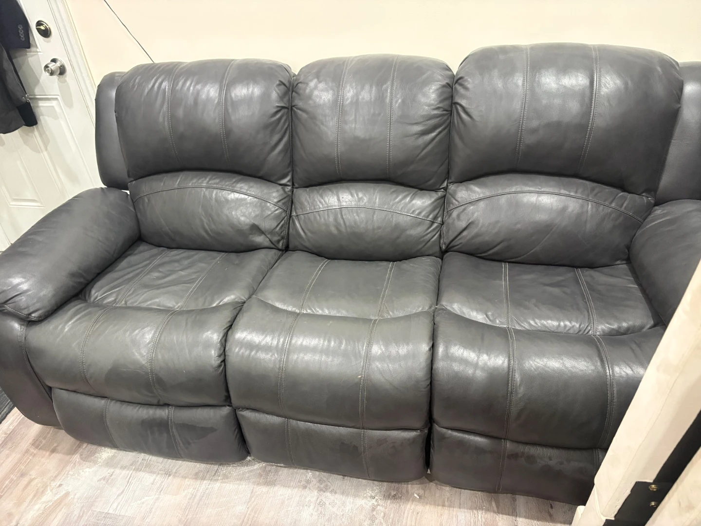 Black faux Leather Dual Recliner Sofa - 3 Seat - photo 3