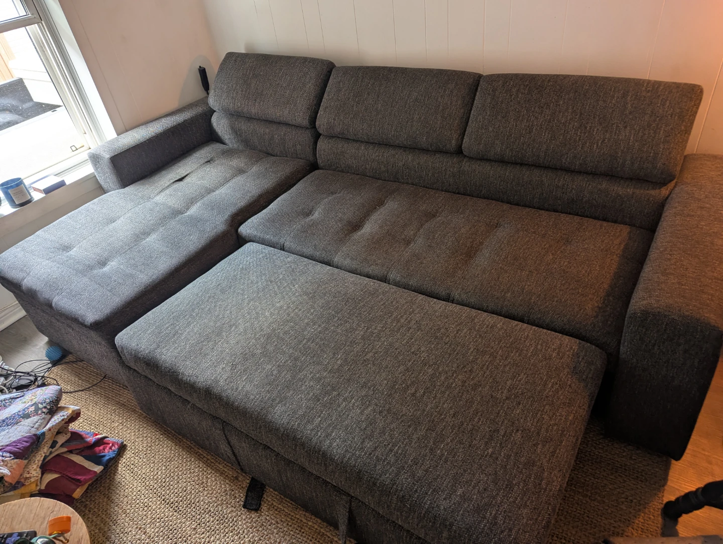 Grey Sectional Pull-out Sofa - photo 3