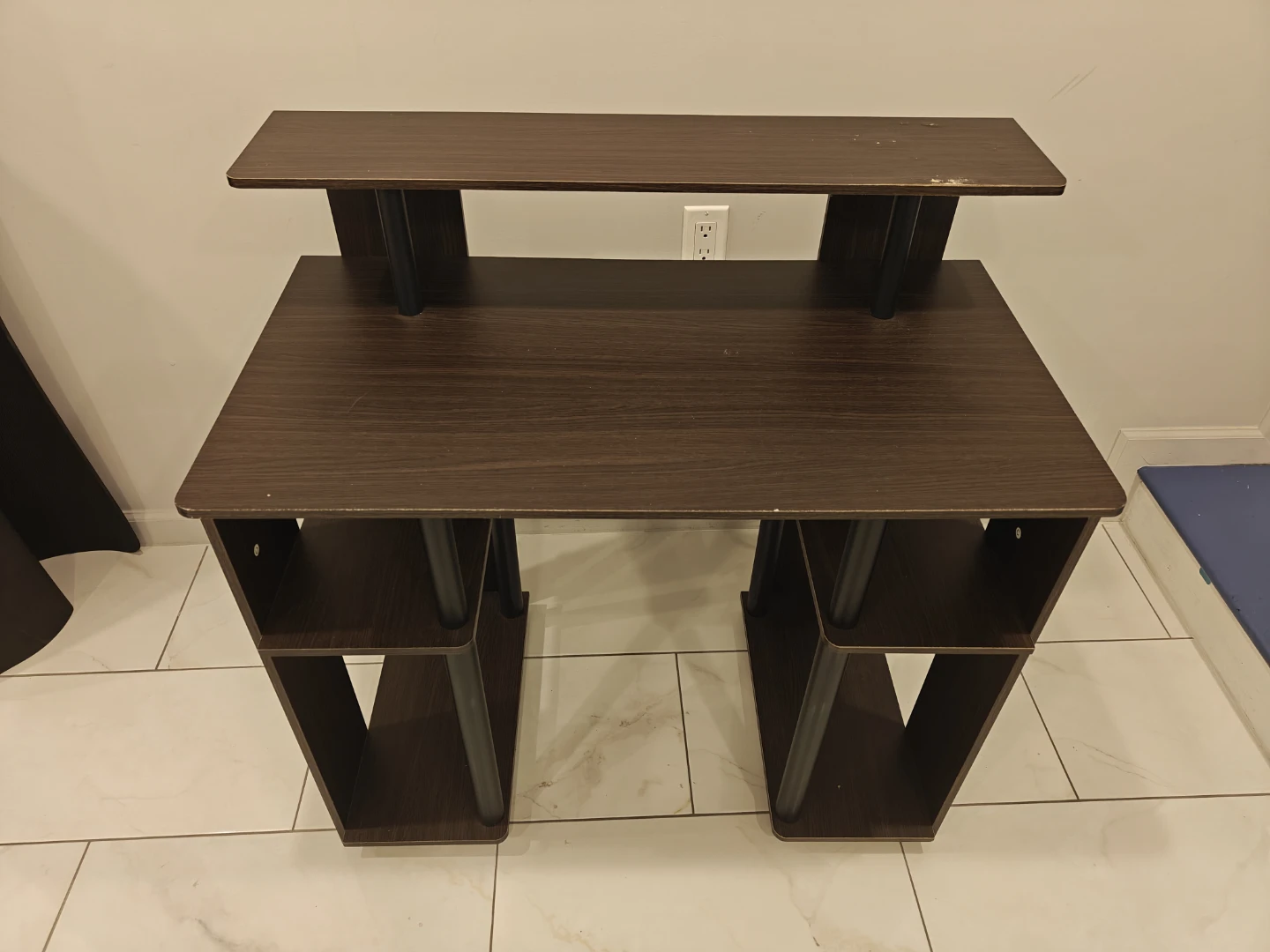 Black Modern Computer Desk with Shelves - photo 3