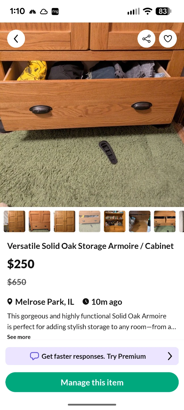 Versatile Solid Oak Storage Armoire / Cabinet - photo 4
