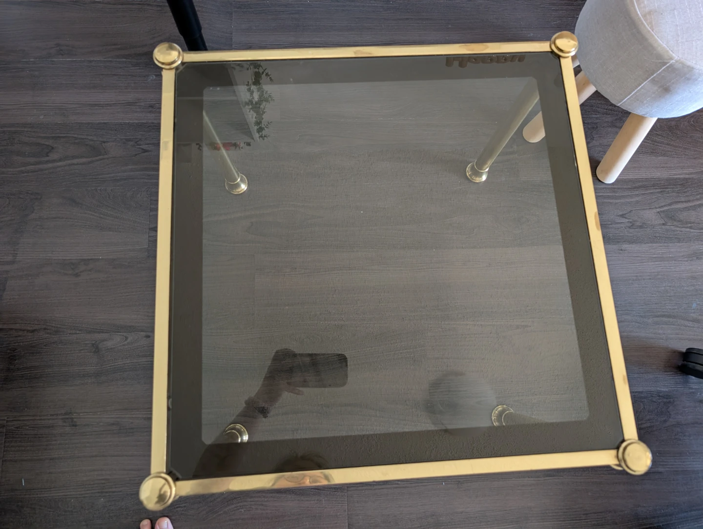Vintage Brass and Smoked Glass Side Table