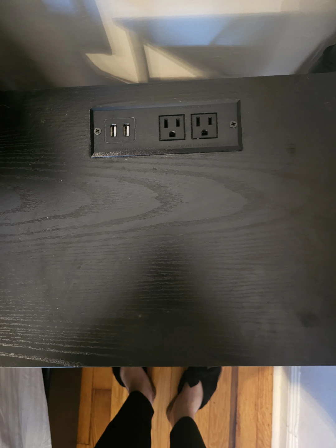 Black Nightstand with Charging Station