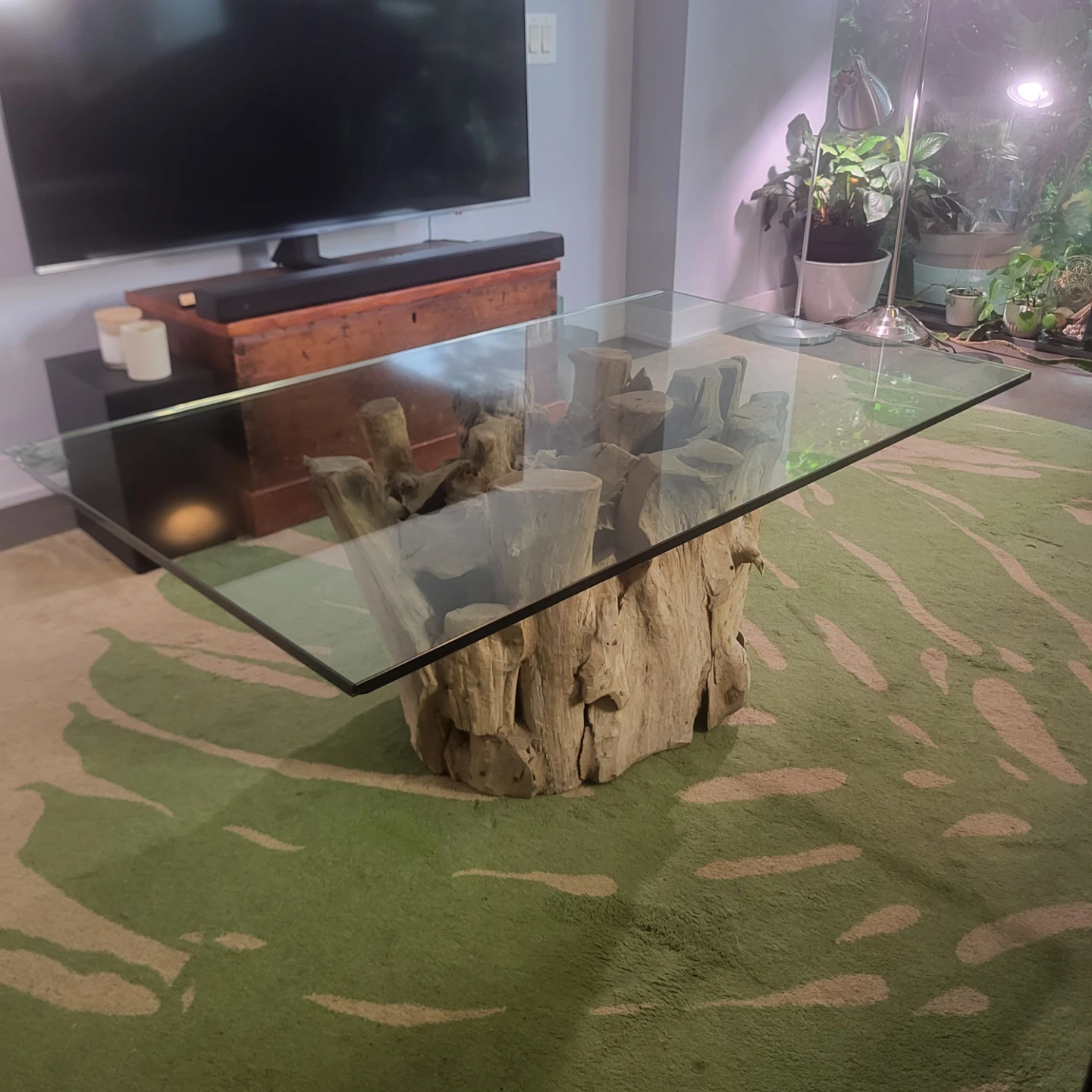 Crate & Barrel Driftwood Coffee Table – Sculptural Wood Base - photo 2