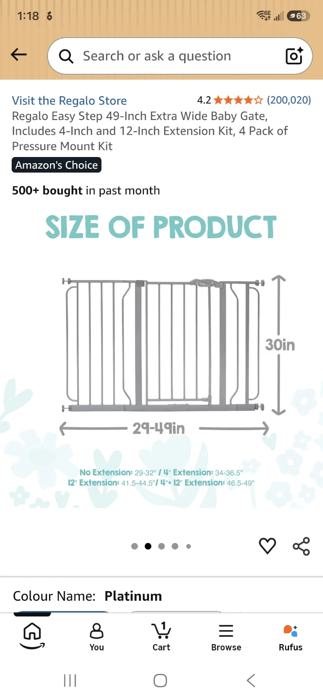 Regalo Easy Step 49-Inch Extra Wide Baby Gate - Platinum