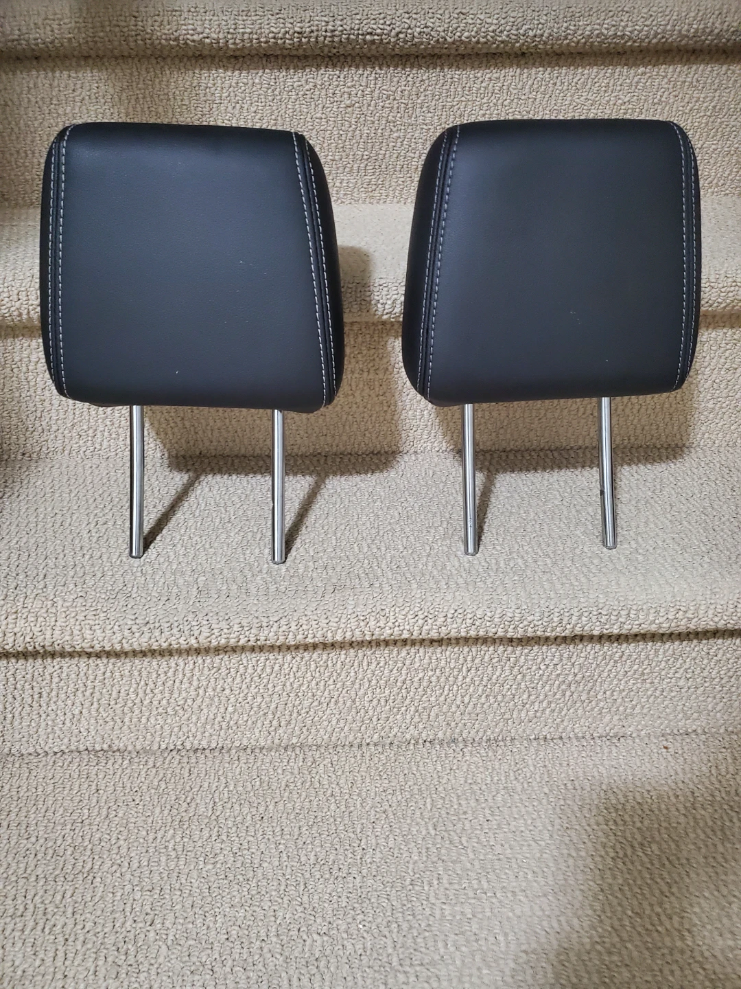 Two Black Faux Leather Car Headrests - photo 3