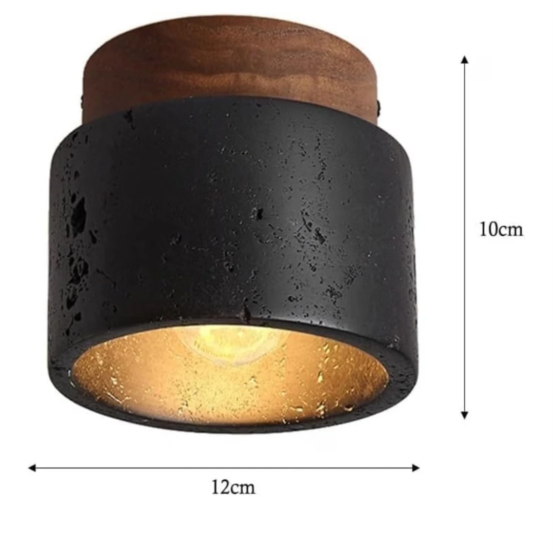 Mid-Century Modern Stone and Wood Ceiling Light - photo 4