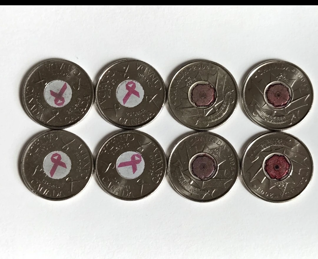 8 Canadian Commemorative 25 Cent Coins