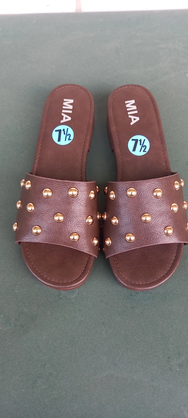 MIA brown studded slides - photo 5