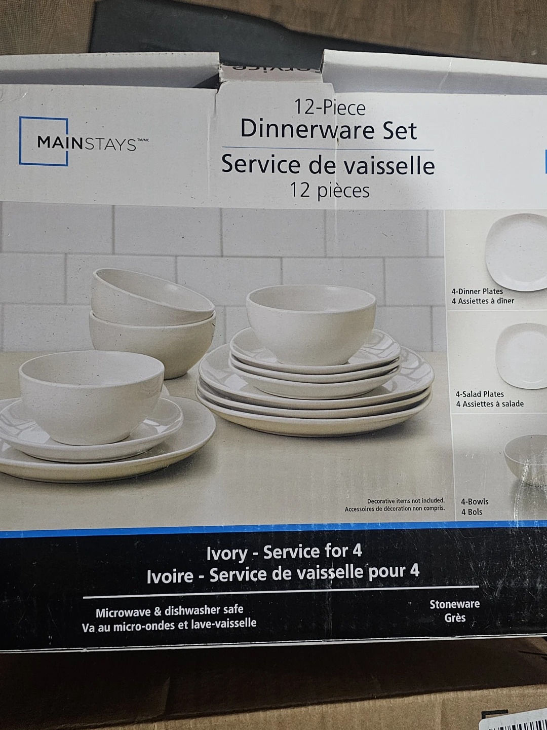 Mainstays 12-Piece Ivory Stoneware Dinnerware Set - photo 4