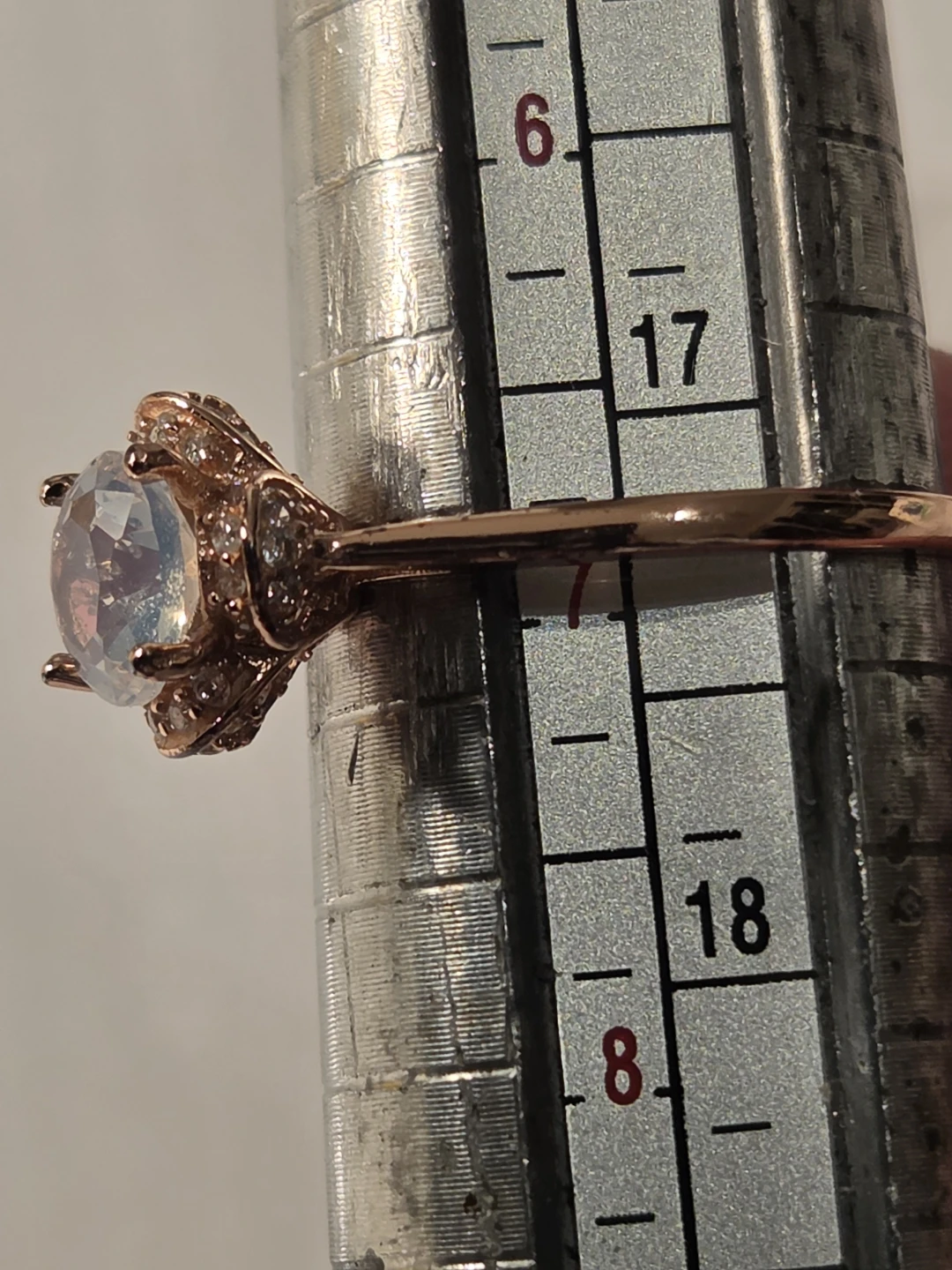 925 silver Rose Gold Tone Ring with Moonstone and CZ - photo 4