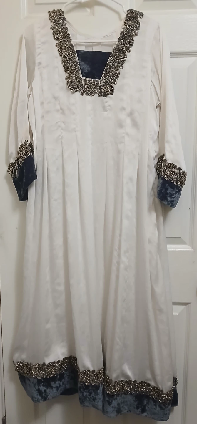 Closet declutter- White and grey anarkali long frock