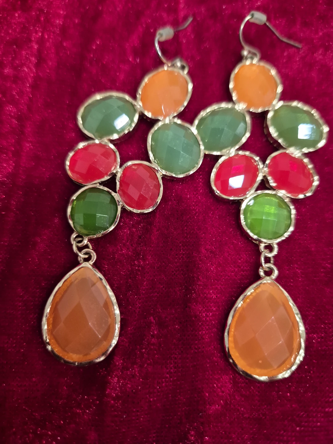 Multicoloured Gemstone Drop Earrings