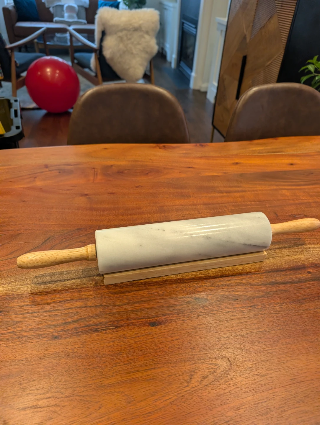 Marble Rolling Pin with Wooden Handles