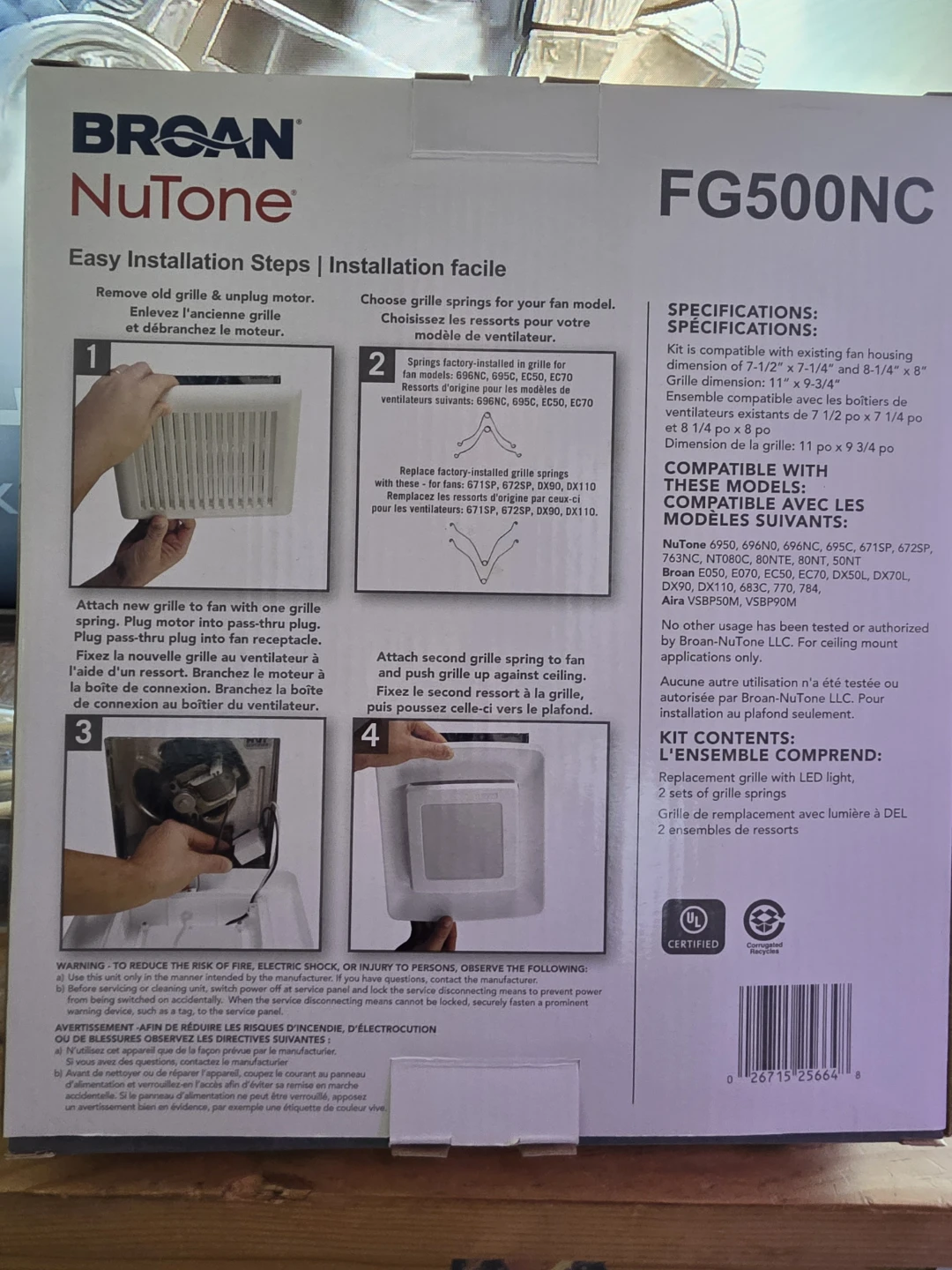 Broan NuTone FG500NC LED Grille Upgrade - photo 2