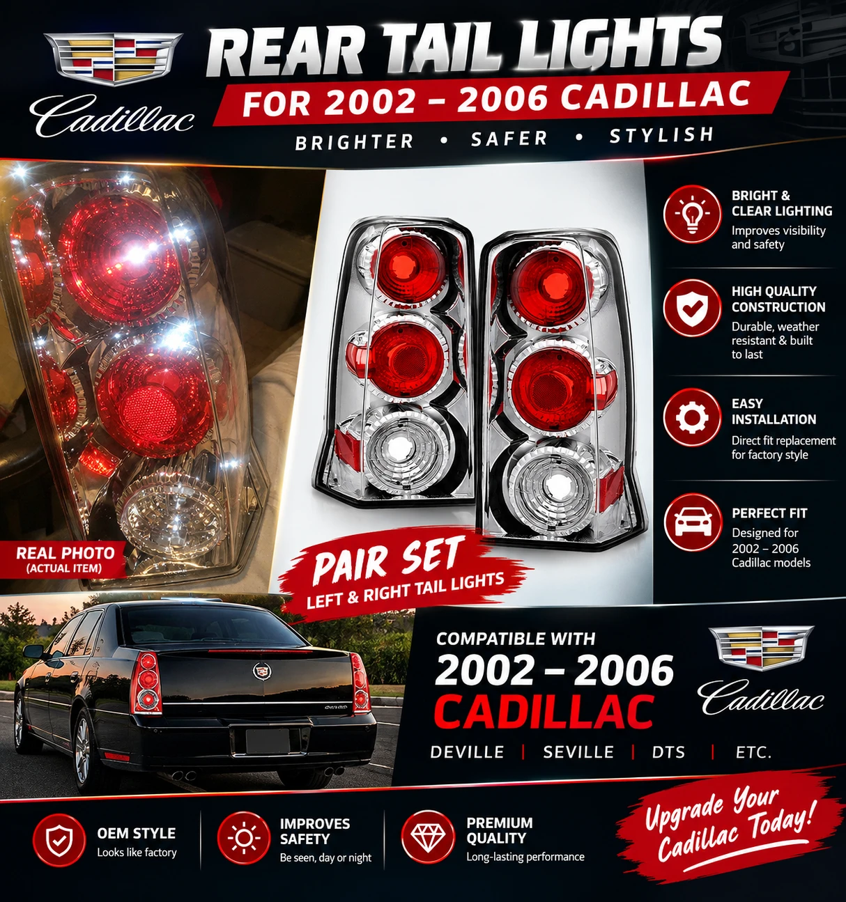 Chrome Tail Lights 02-06 escalade