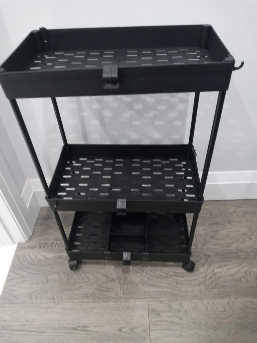 3-Tier Black Storage Rolling Cart - photo 2