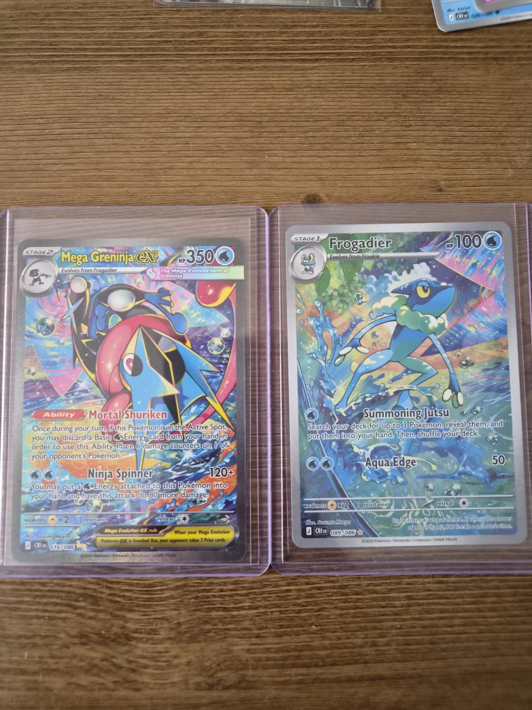 Mega Greninja ex and Frogadier Pokémon Cards