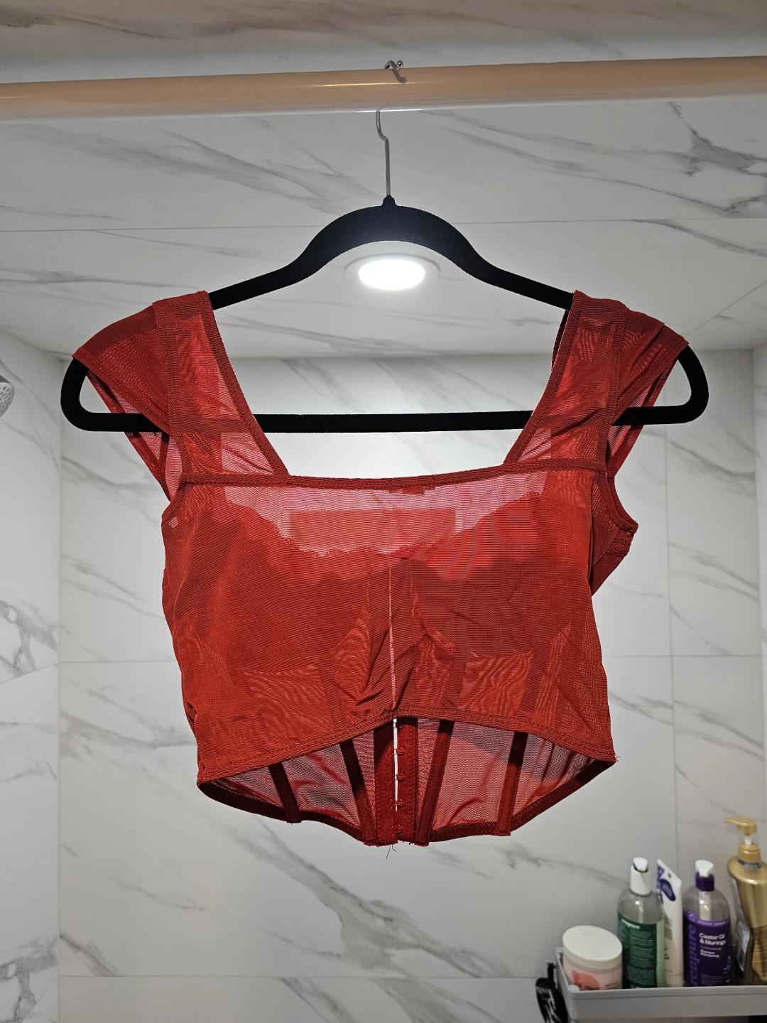 Garage Red Mesh Corset Top - photo 2